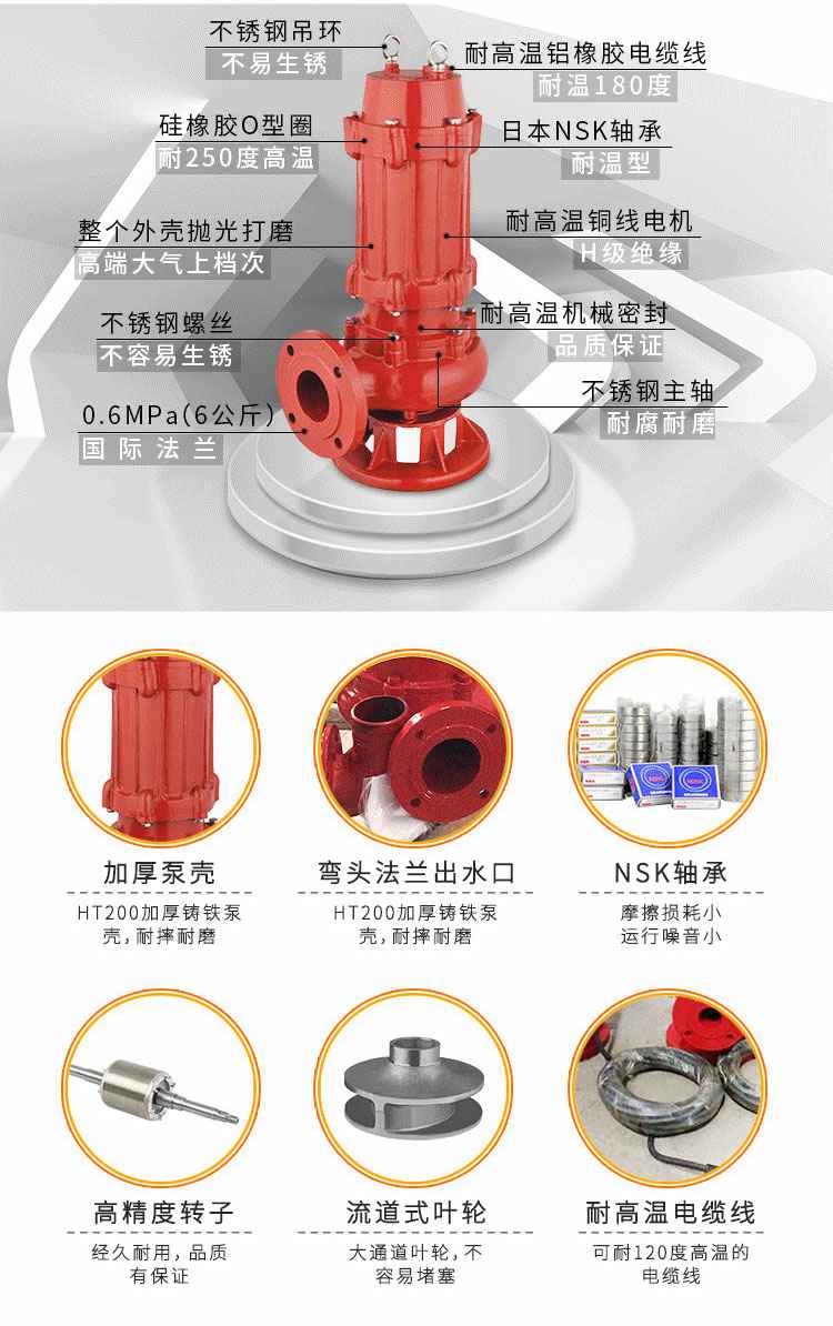 WQR耐高温潜水排污泵结构图